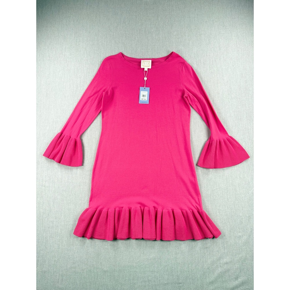 Sail to Sable STS Pink Long Sleeve Flounce Hem Sweater Dress NMR1813 Womens Sz M